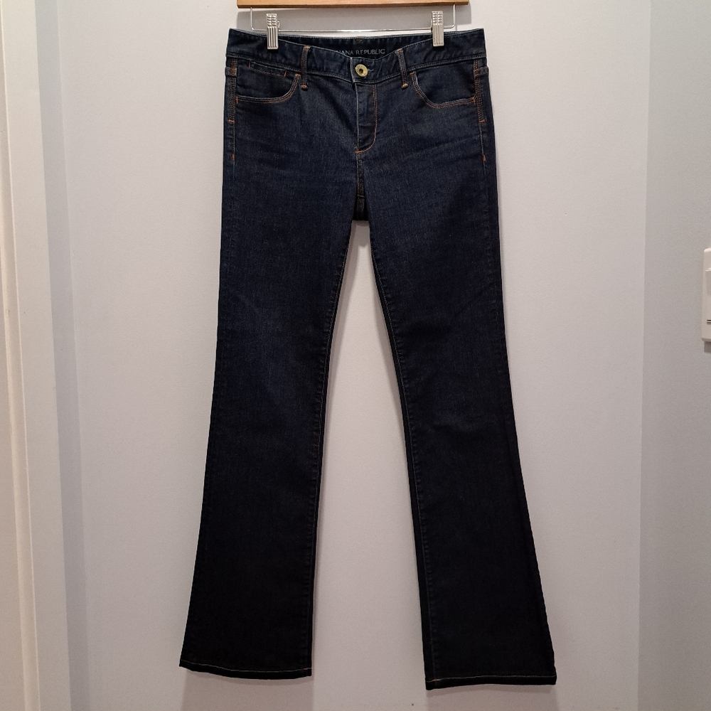 Banana Republic Dark Indigo Low Rise Y2K Quiet Luxury Bootcut Jeans Womens 27